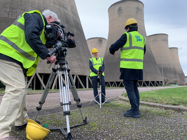 Video interview beside a power station