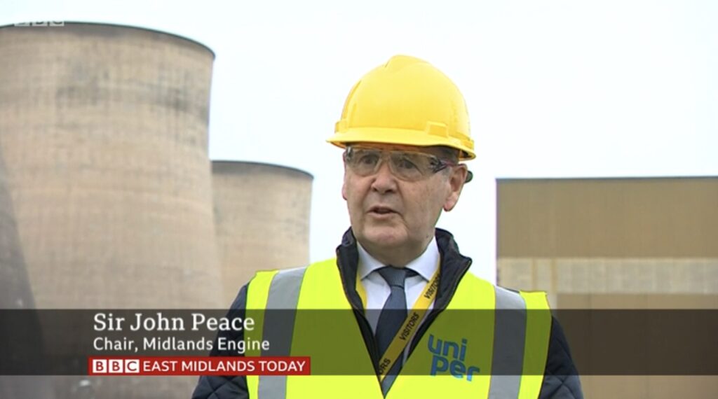 Sir John Peace speaking on the BBC