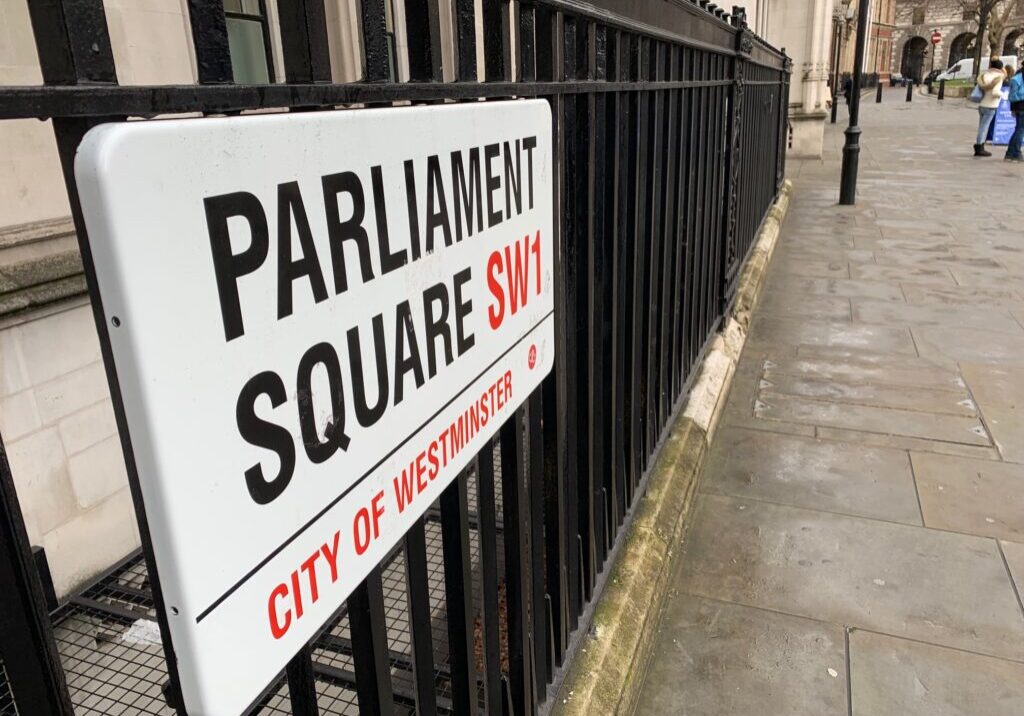 Sign in Parliament Square, Westminster